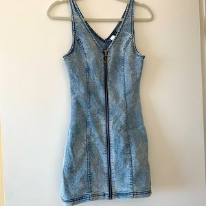 H&M Denim Zip Front Mini Dress